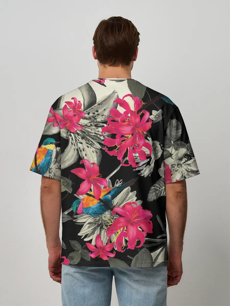 Мужская футболка оверсайз / Цветы