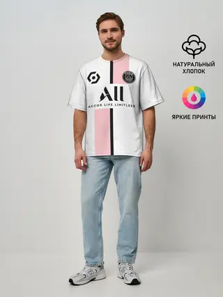 Мужская футболка оверсайз / Месси форма гостевая ПСЖ 21/22