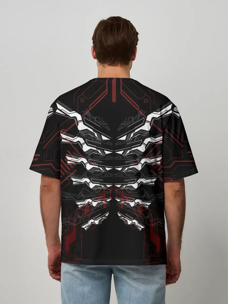 Мужская футболка оверсайз / Цифровой киберскелет