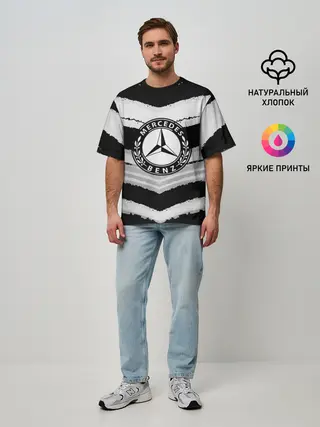 Мужская футболка оверсайз / Mercedes sport abstract 2018