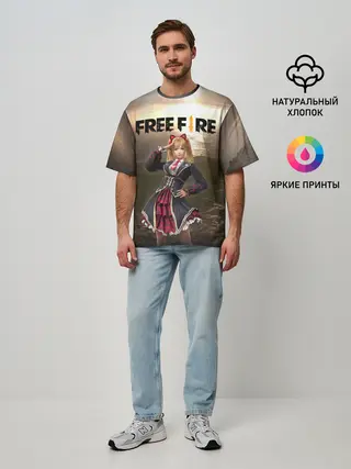 Мужская футболка оверсайз / FREE FIRE - Caroline