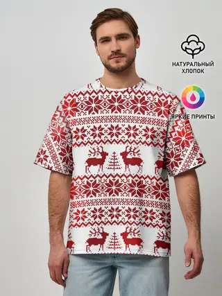 Мужская футболка оверсайз / Зимний лес