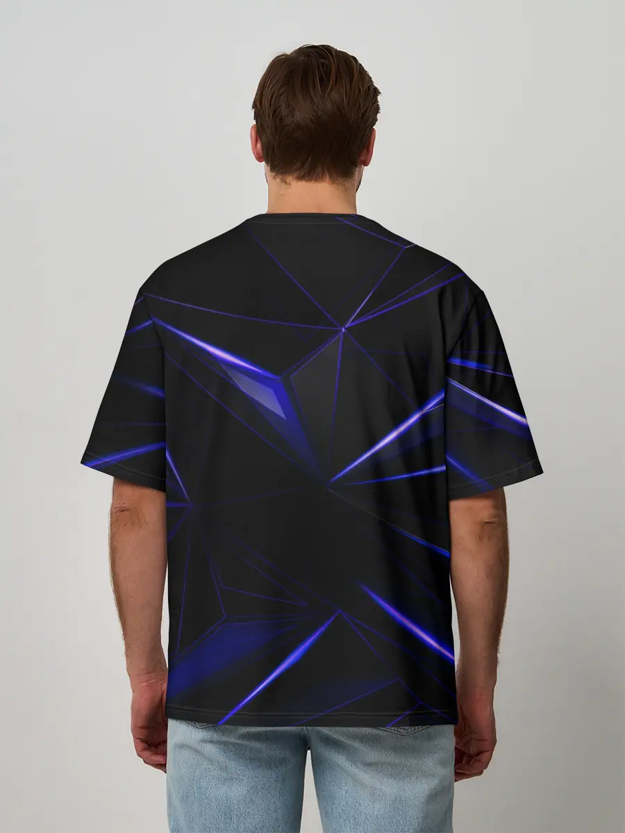 Мужская футболка оверсайз / HEXAGON | BLUE