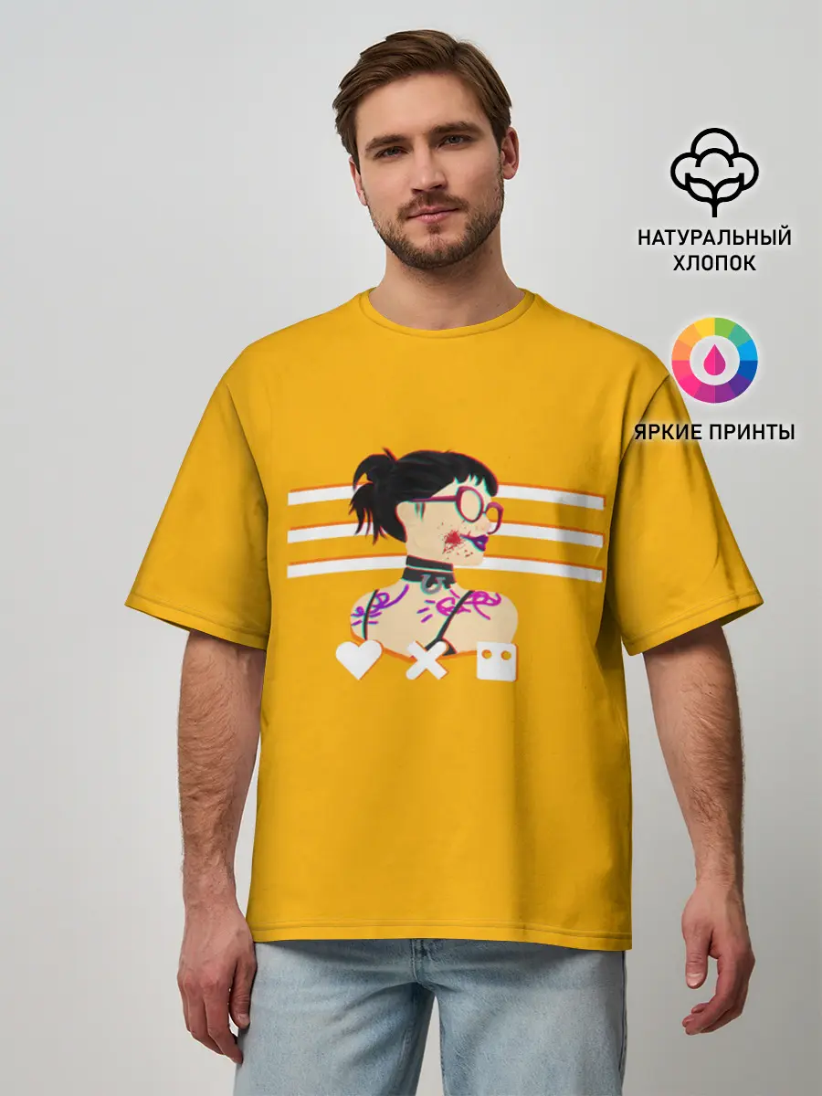 Мужская футболка оверсайз / Love, Death and Robots | Lora Glitch