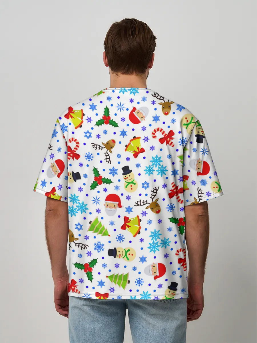 Мужская футболка оверсайз / Новогодний - Рождественский узор