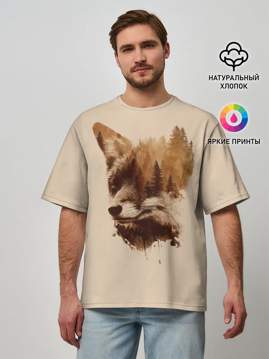Мужская футболка оверсайз / Лесной Лис