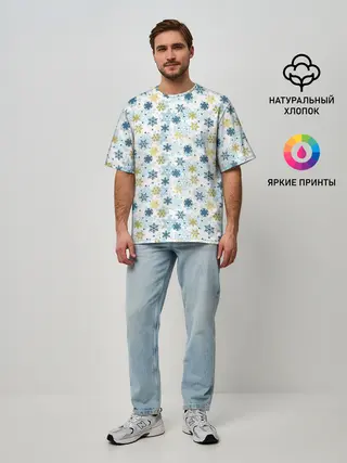 Мужская футболка оверсайз / Снежинки Кружатся