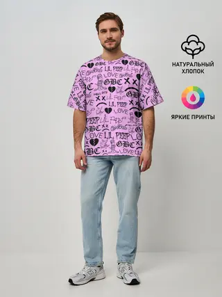 Мужская футболка оверсайз / LIL PEEP LOGOBOMBING