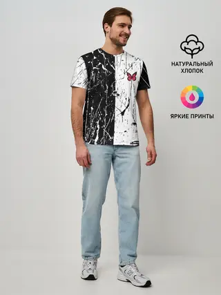 Мужская базовая футболка / ЧБ ГРАНЖ | RED BUTTERFLY