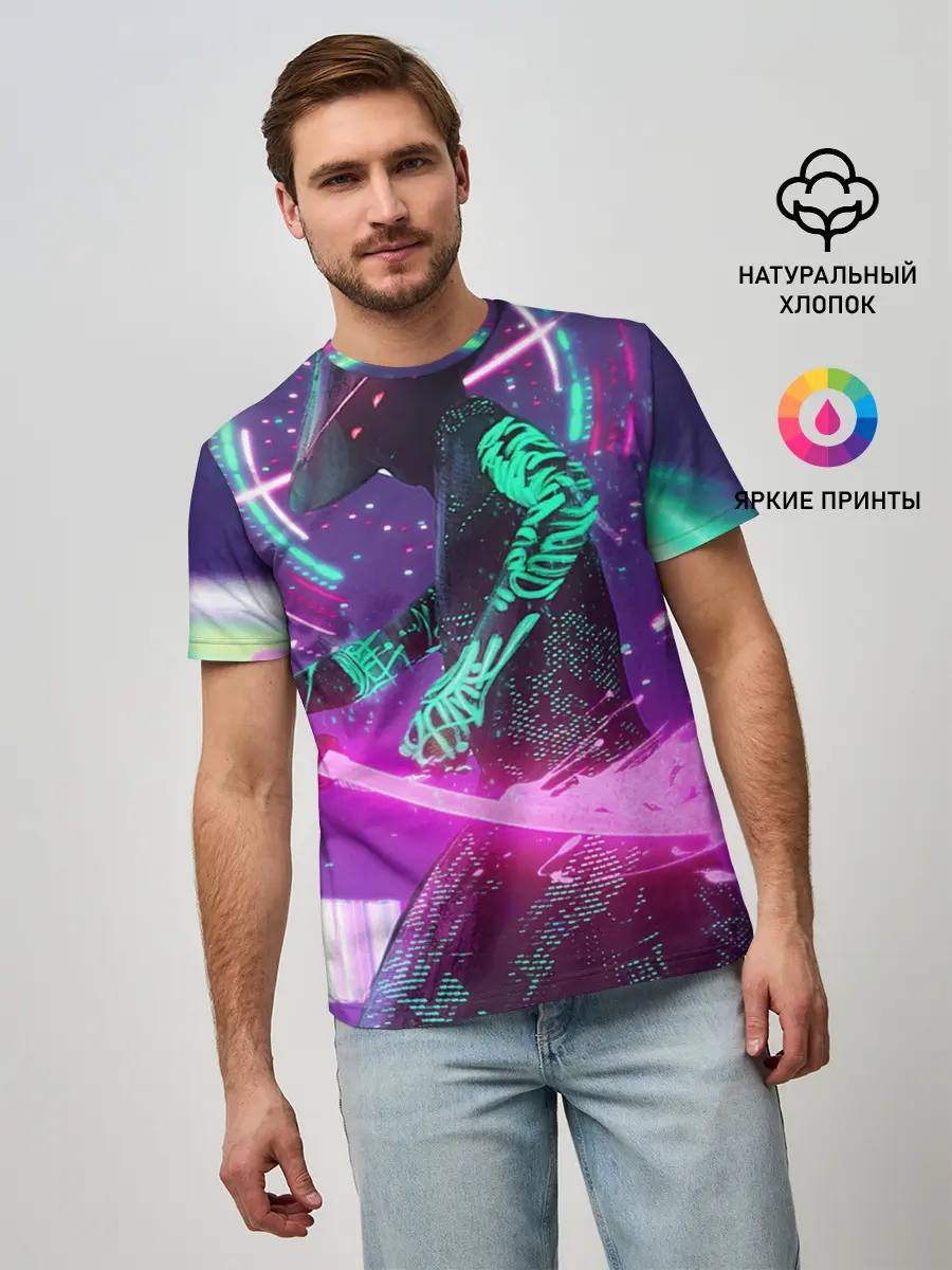 Мужская базовая футболка / Неоновый Самурай