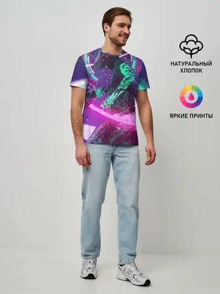 Мужская базовая футболка / Неоновый Самурай