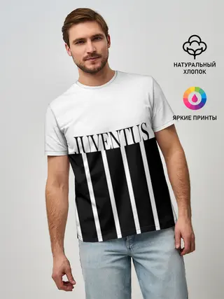 Мужская базовая футболка / Juventus | Tee Black and White