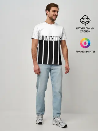 Мужская базовая футболка / Juventus | Tee Black and White