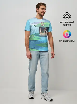 Мужская базовая футболка / Тсую Асуи прячется под водой