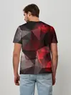 Мужская базовая футболка / Серо-красная абстракция
