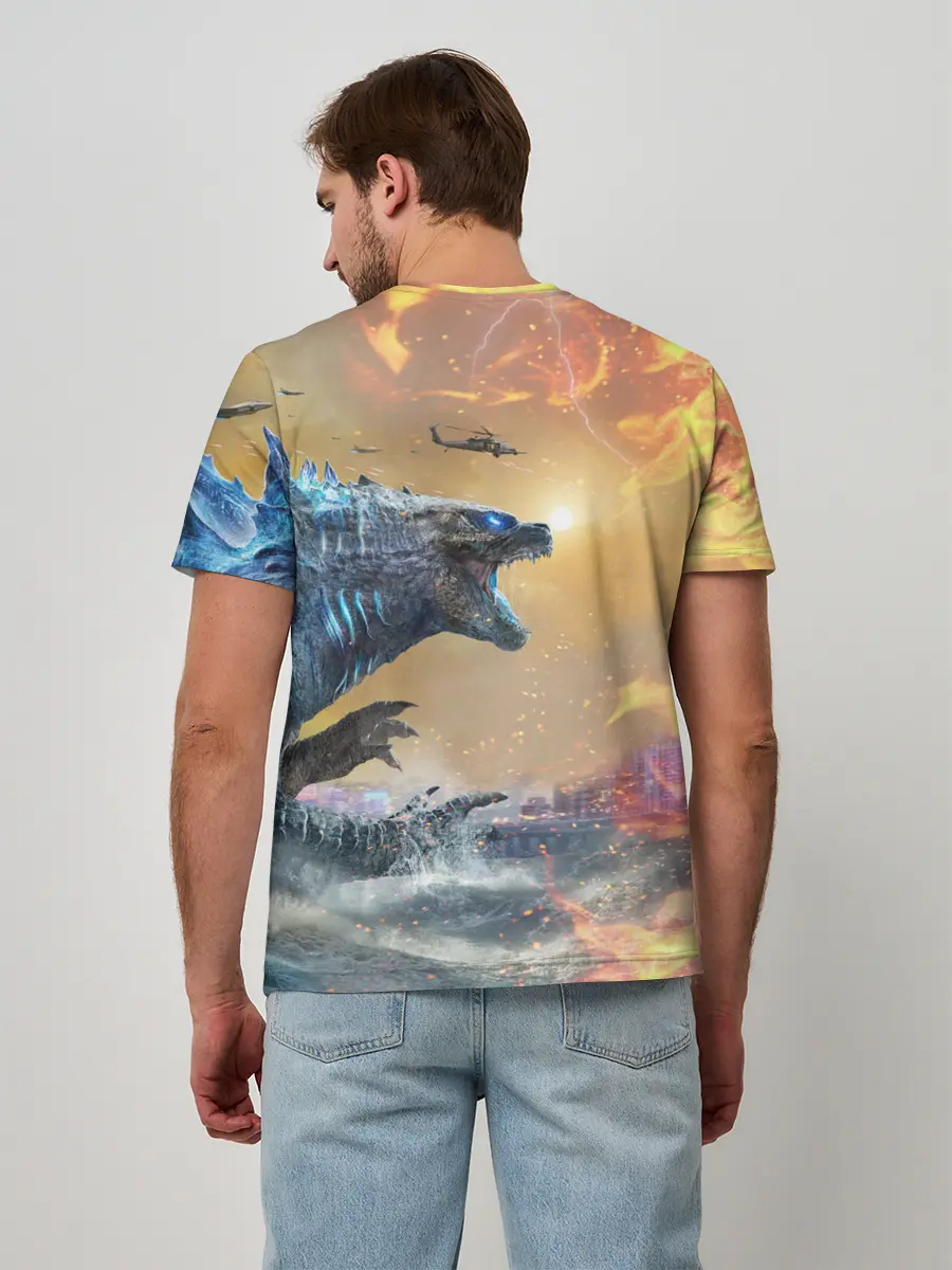 Мужская базовая футболка / ГОДЗИЛЛА АТАКУЕТ!