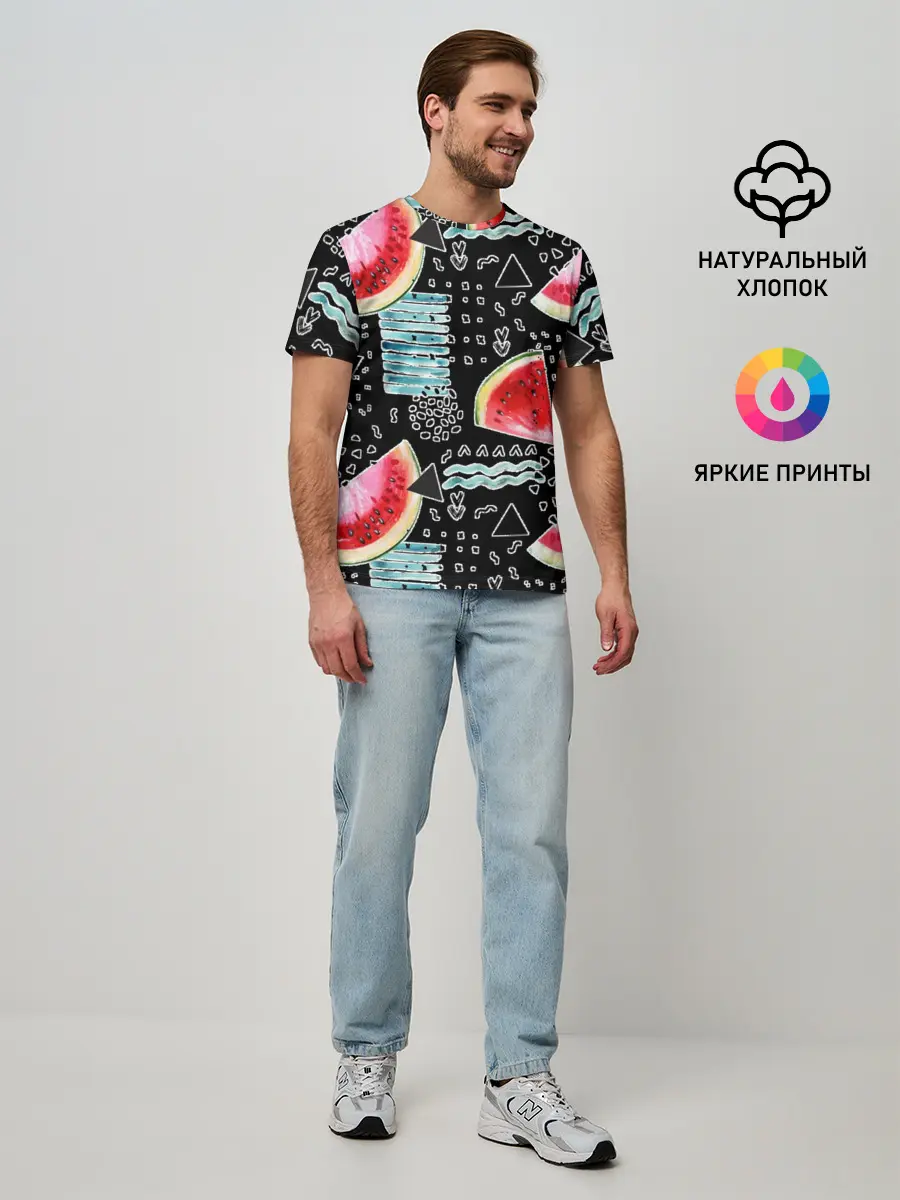 Мужская базовая футболка / сладкий арбуз
