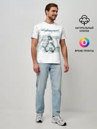 Мужская базовая футболка / КЛИНКИ БОГОМОЛА Cyberpunk 2077