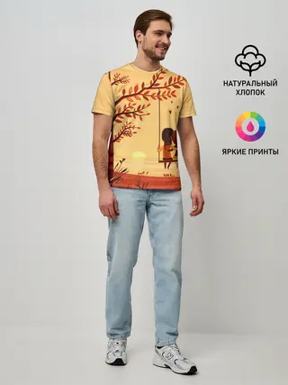 Мужская базовая футболка / Романтика. Пара на качелях