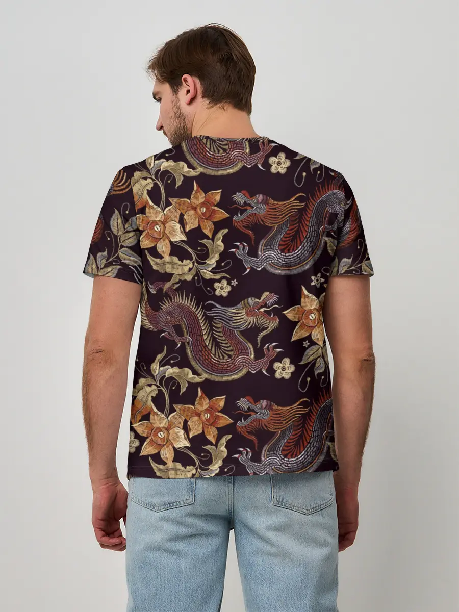 Мужская базовая футболка / Японские драконы