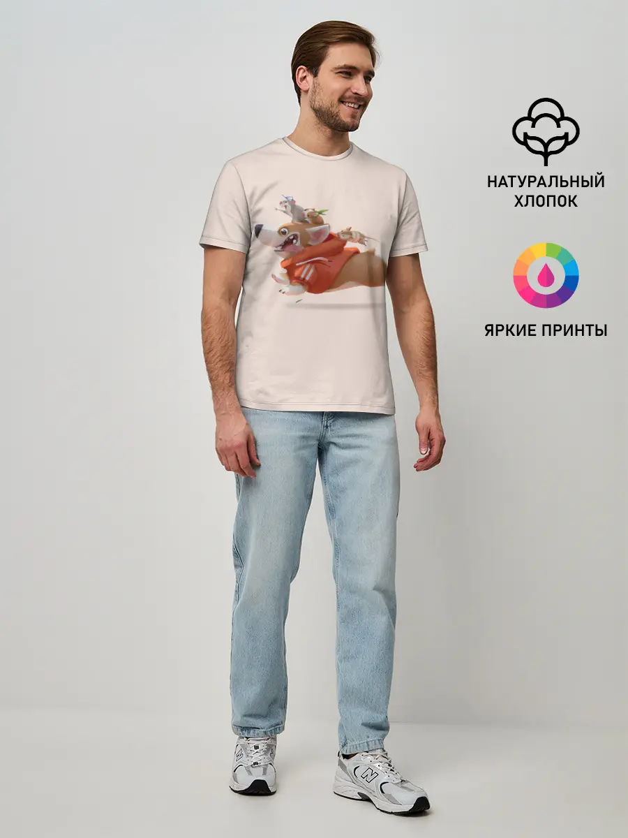 Мужская базовая футболка / КОРГИ И МЫШАТА