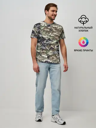 Мужская базовая футболка / Камуфляж для рыбака