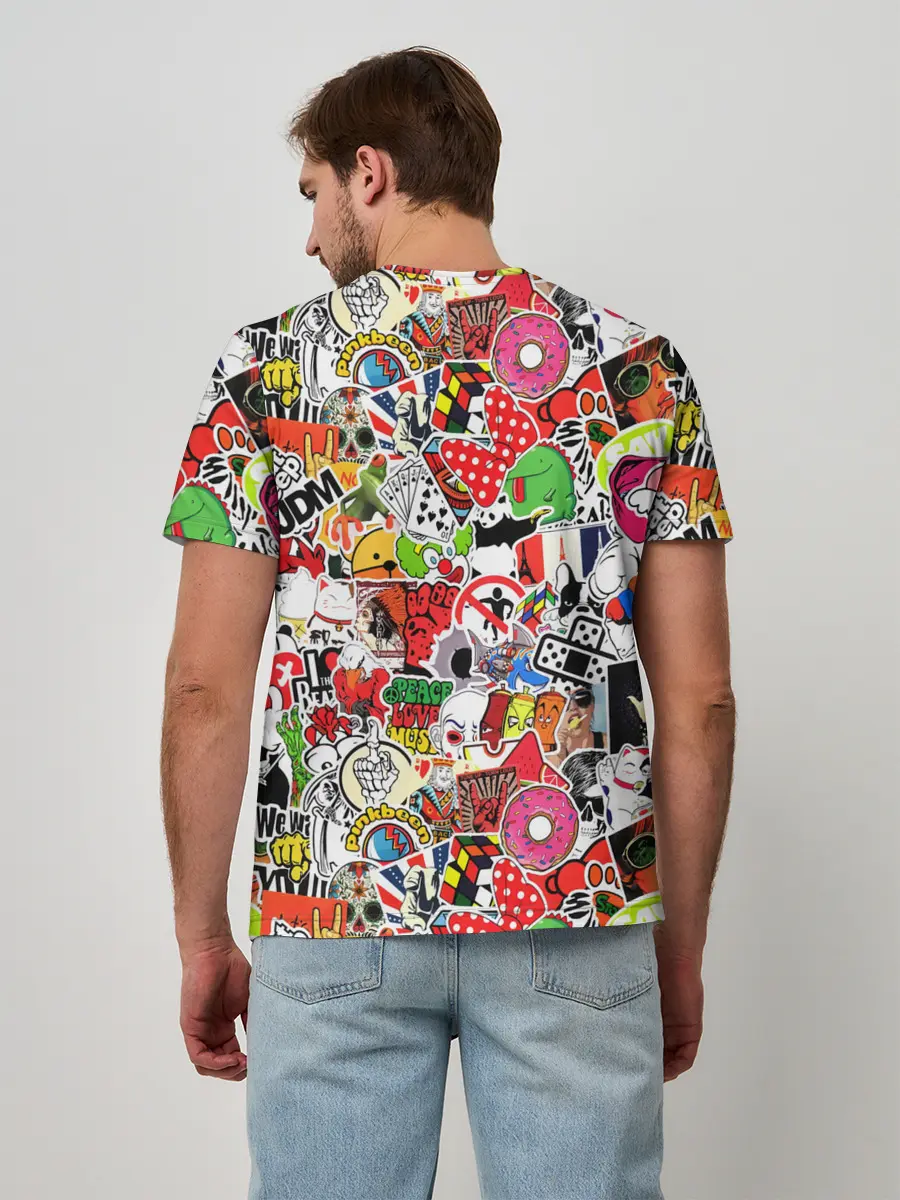 Мужская базовая футболка / Sticker Bombing