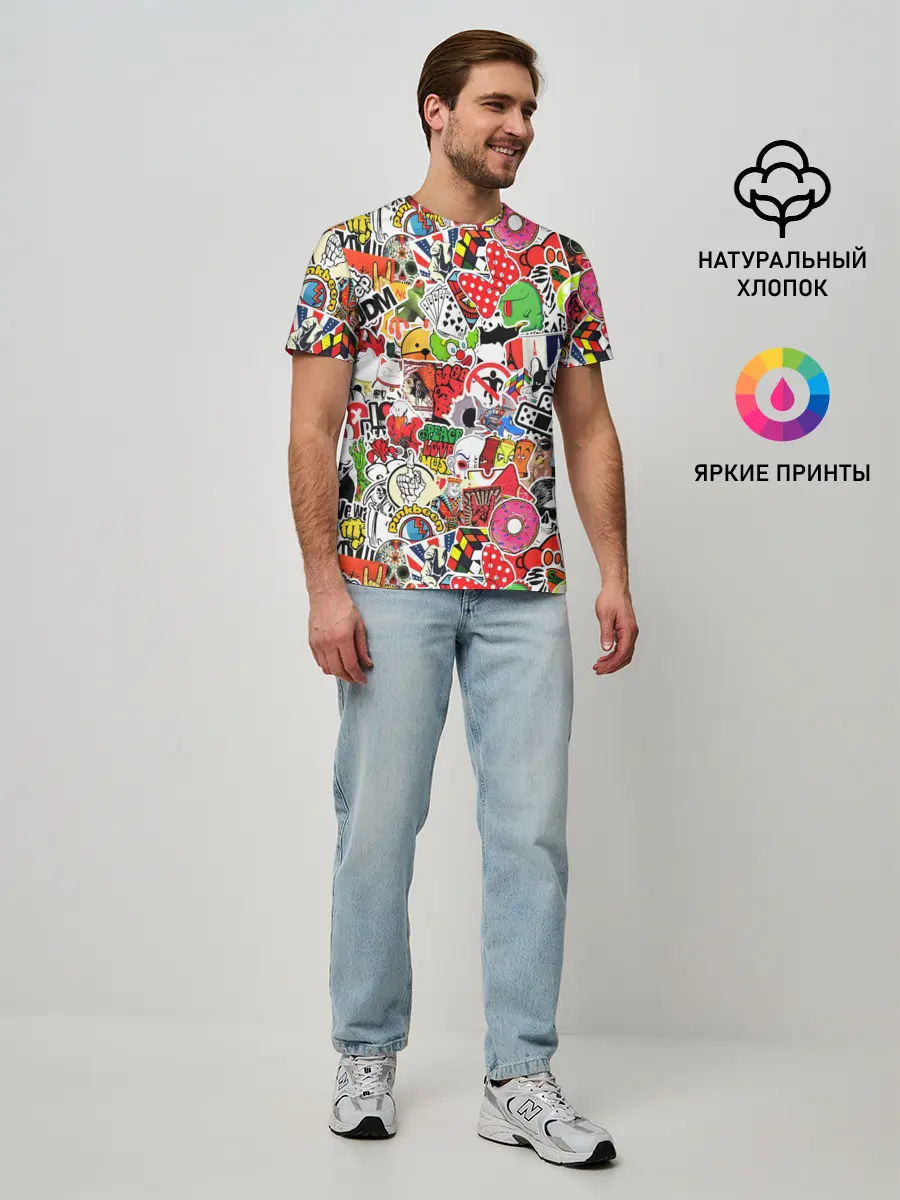 Мужская базовая футболка / Sticker Bombing