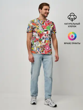 Мужская базовая футболка / Sticker Bombing