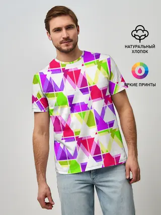 Мужская базовая футболка / Абстрактный яркий узор