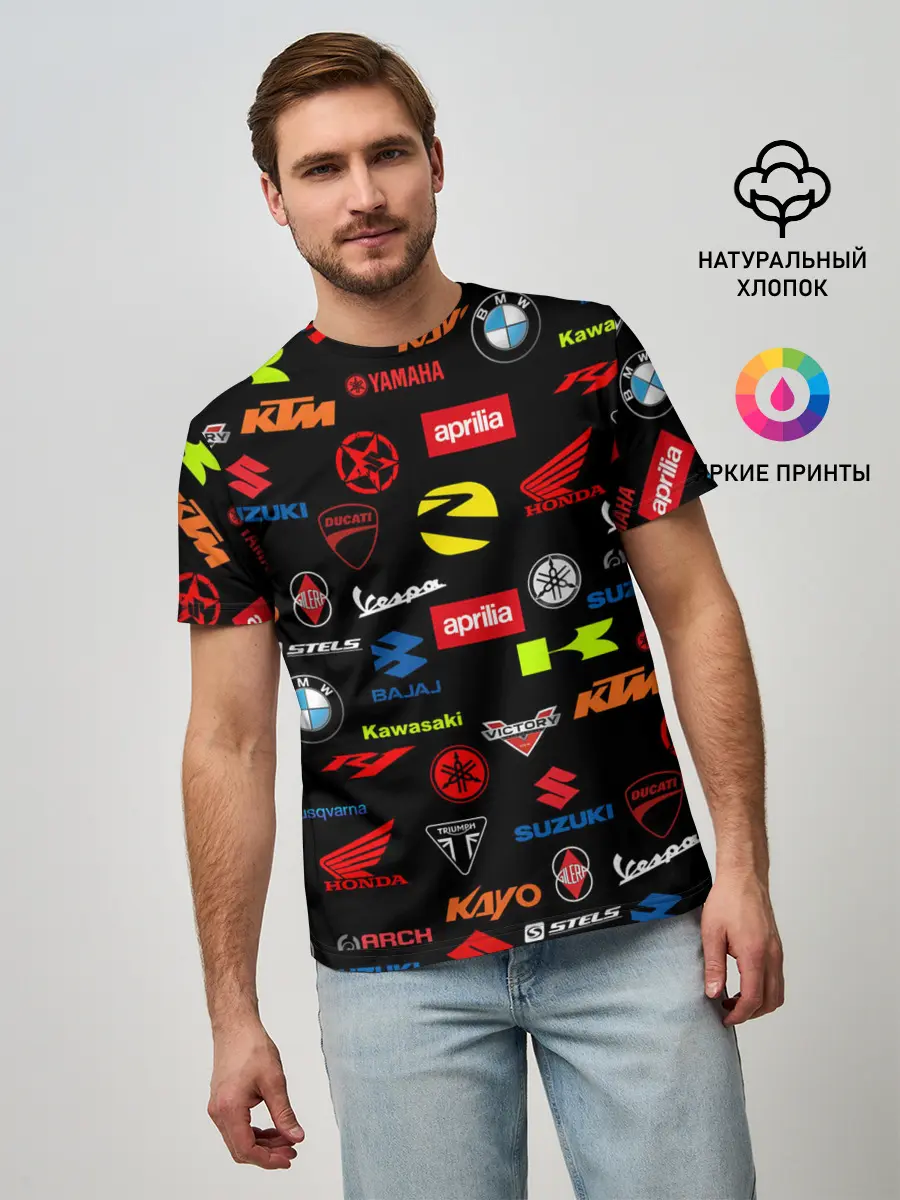 Мужская базовая футболка / Motorcycle pattern | Мото паттерн