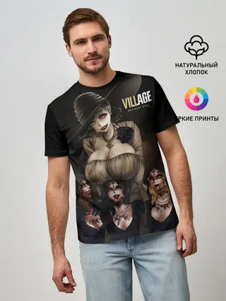 Мужская базовая футболка / Resident Evil Village Димитреску с дочками