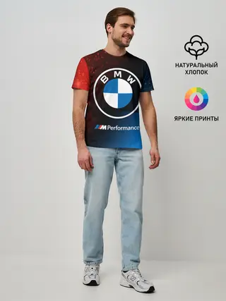 Мужская базовая футболка / BMW - Снежный