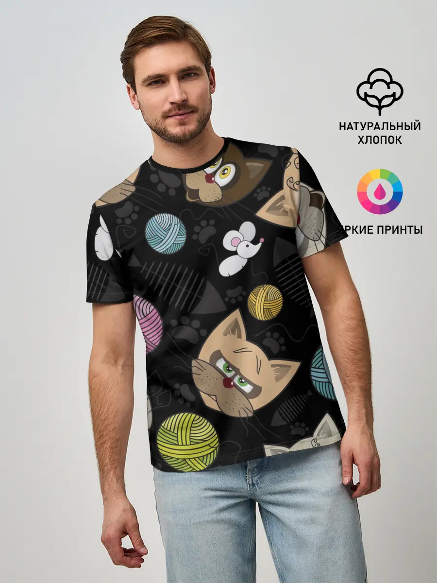 Мужская базовая футболка / Злой кот.