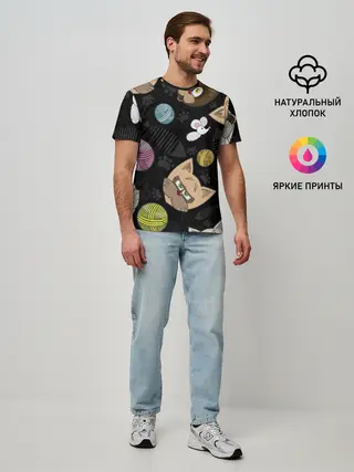 Мужская базовая футболка / Злой кот.