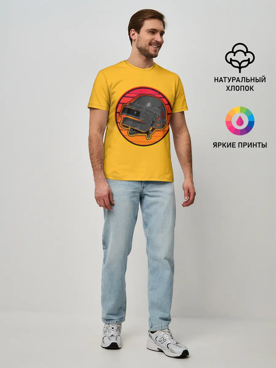 Мужская базовая футболка / Шлем Пабг