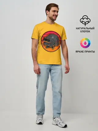 Мужская базовая футболка / Шлем Пабг