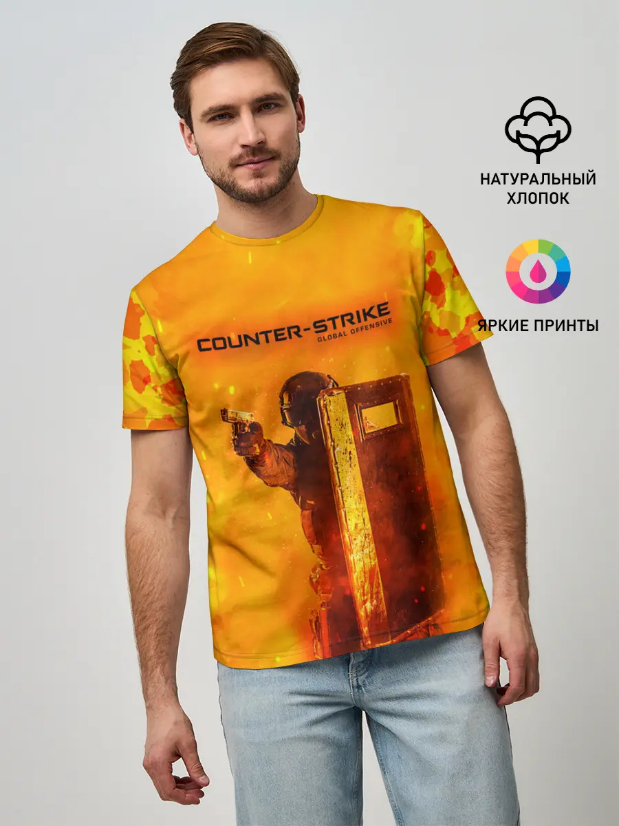 Мужская базовая футболка / CS GO FIRE | КС ГО