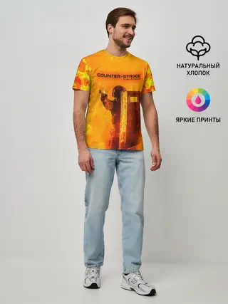 Мужская базовая футболка / CS GO FIRE | КС ГО