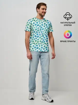 Мужская базовая футболка / Драгоценные зеленые камешки