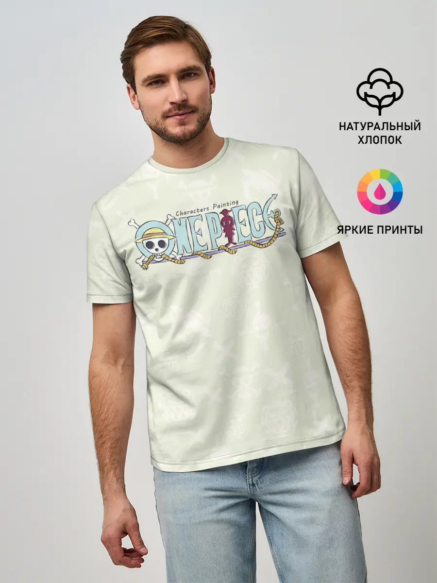 Мужская базовая футболка / Эмблемы One Piece. Большой куш