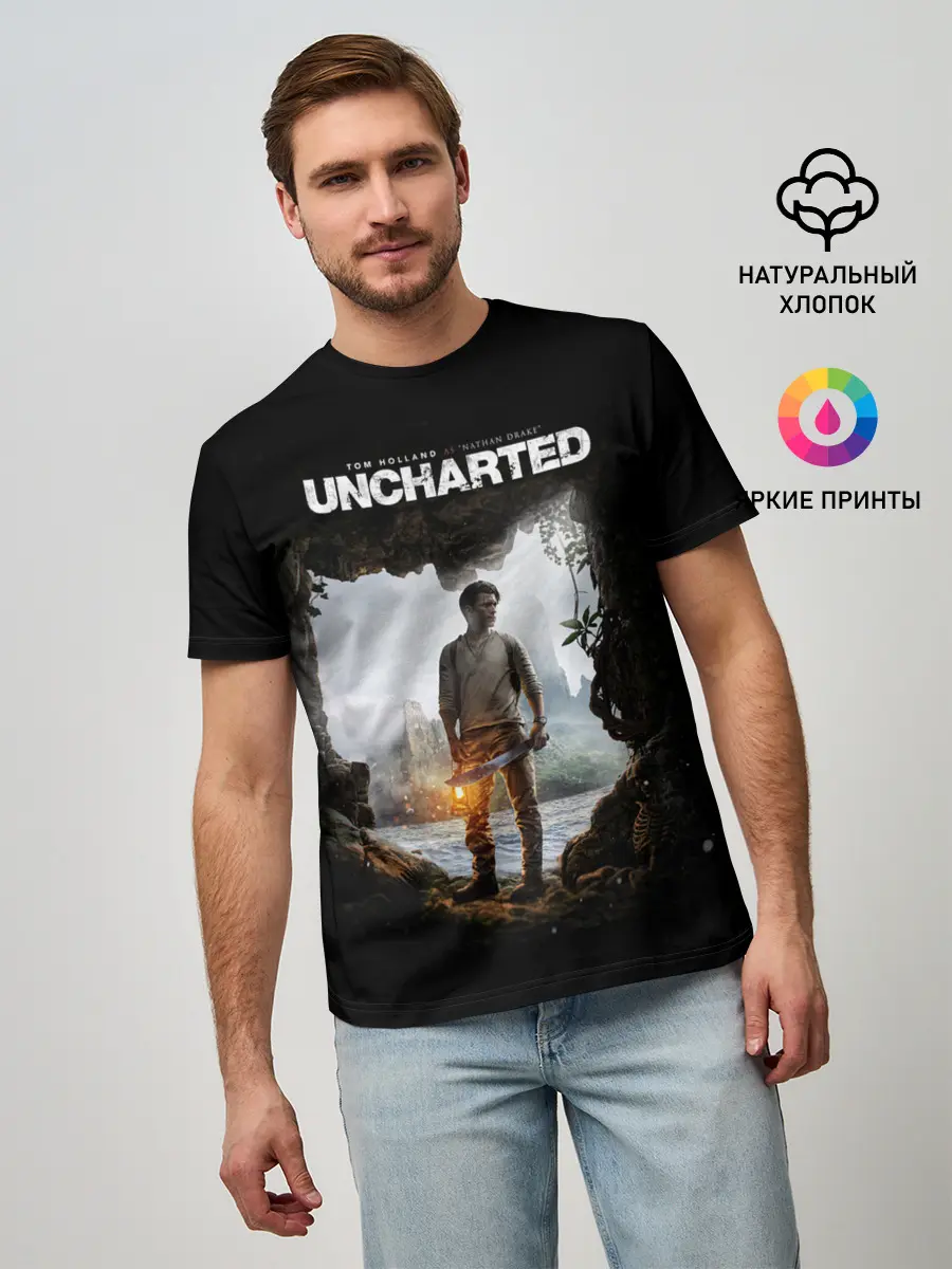 Мужская базовая футболка / Нейтан Дрейк | Том Холланд