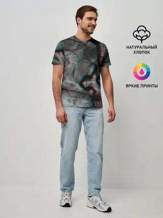 Мужская базовая футболка / МОЛНИИ GLITCH