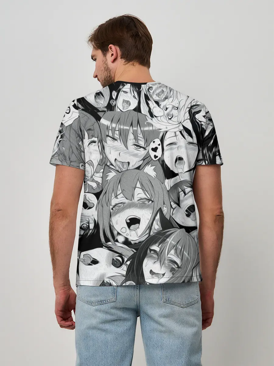 Мужская базовая футболка / AHEGAO monochrome