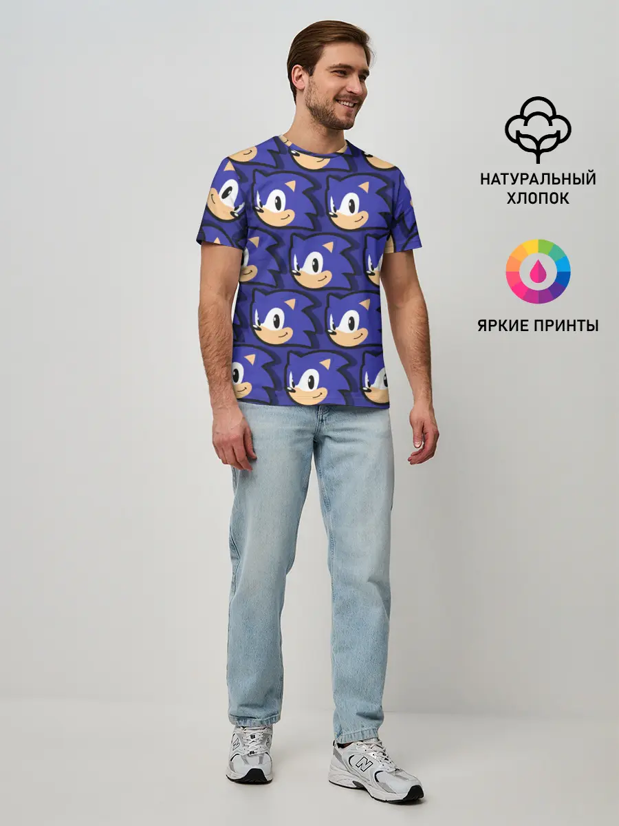Мужская базовая футболка / Sonic pattern