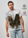 Мужская базовая футболка / Лошади и снег