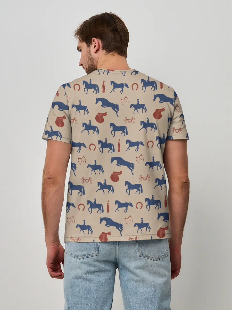 Мужская базовая футболка / кони