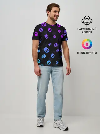 Мужская базовая футболка / НЕОНОВЫЕ ЧЕРЕПА