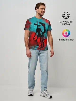 Мужская базовая футболка / Сиреноголовый и Лошадь монстры