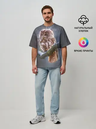 Мужская футболка оверсайз / Сова